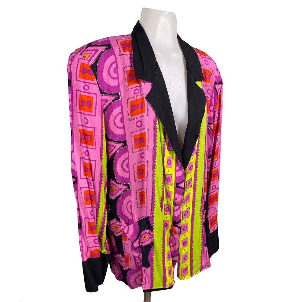 Vintage 80's FAITH Blazer Abstract Print Rayon